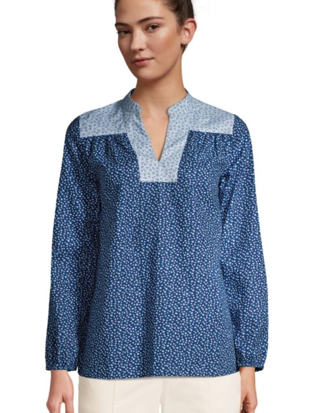 Lands' End Boho Hippie Long Sleeve Peasant Top